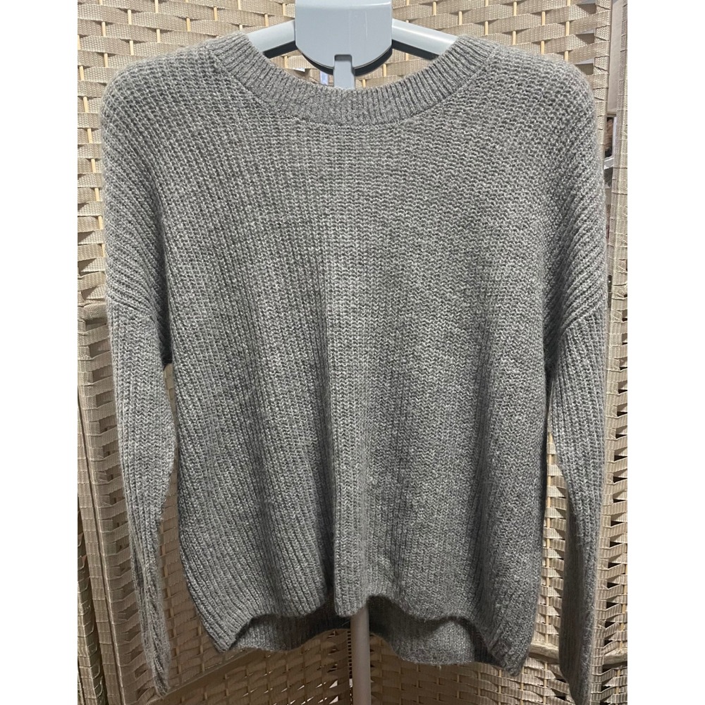 Madewell Gray Alpaca Blend Shaker Stitch Crewneck Sweater Womens L